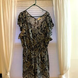 Terra & Sky Paisley Shorts Romper Black & White